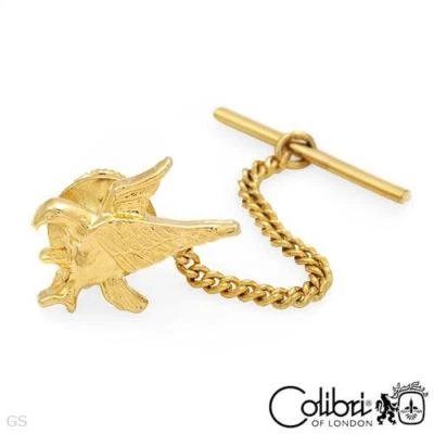 Colibri Gold Plated Stainless Steel Eagle Tie Tac with Clutch Chain and Bar  - Image 1 of 3