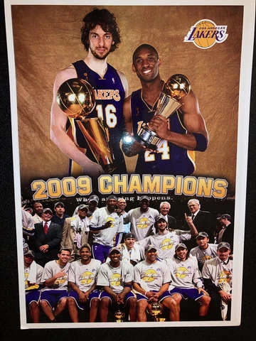 POSTER Kobe Bryant Los Angeles Lakers 2009 NBA Champions (14" X 20") Pau Gasol Cover