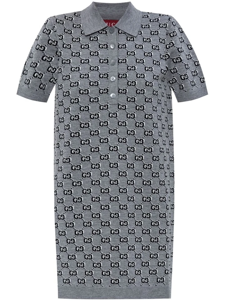 GUCCI $2250 Gray GG Shadow Wool Dress New & Authentic - Image 1 of 1