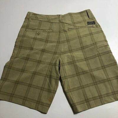 VTG Volcom Plaid Fickin Static Print Shorts Beige Check Sz 30 Skateboard - Image 1 of 4