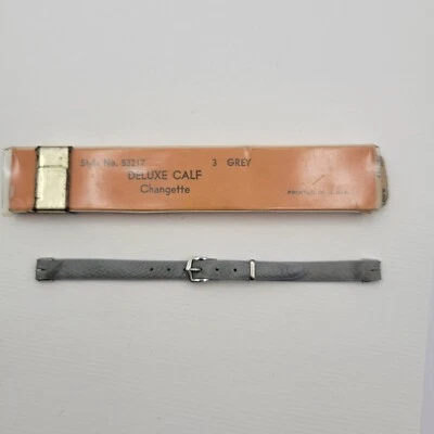 9mm Kreisler Gray Genuine Deluxe Calf Leather Ladies Changette Watch Band #53217 Foto 1 de 4