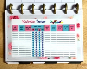 Medikamenten Tracker Armaturenbrett Einsatz zur Verwendung mit MINI Happy Planner - Bild 1 von 4