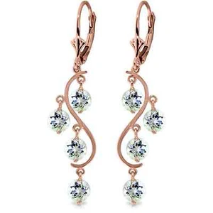 4.5 Carat 14K Solid Rose Gold Aquamarine Gemstone Drop Chandelier Earrings - Picture 1 of 3