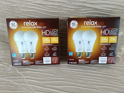2-2Pk GE Relax HD LED Light Bulbs, Soft White, 1600 Lumens, 15-Watts, 4 Bulbs - Image 1 of 4