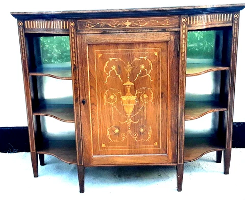 An Edwardian rosewood credenza with neoclassical inlay,panelled central cupboard Cover