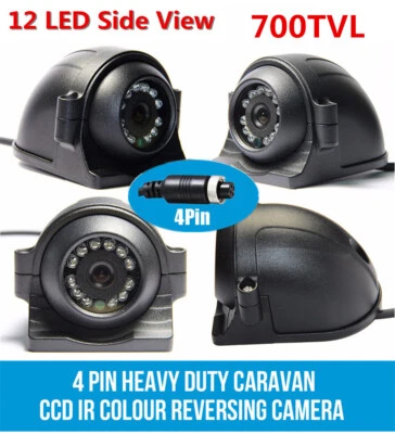 4 Pin Heavy Duty CCD IR Color 12 Side View Camera 700 TVL For Truck RV Bus - Image 1 of 4