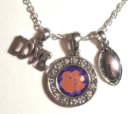 New Clemson Tigers Love Football 18" Necklace,NCAA,Charm,Gift For Her Mom Cover