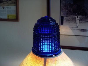 Vintage Lintern Corp Airport Runway Industrial Blue Ribbed Safety Light Used  - Picture 1 of 9
