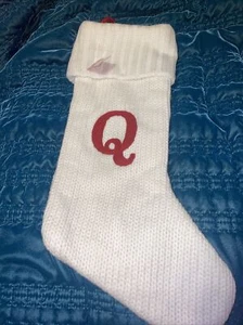 New initial Letter Q Monogram Stocking Wondershop White Holiday 20" - Picture 1 of 4