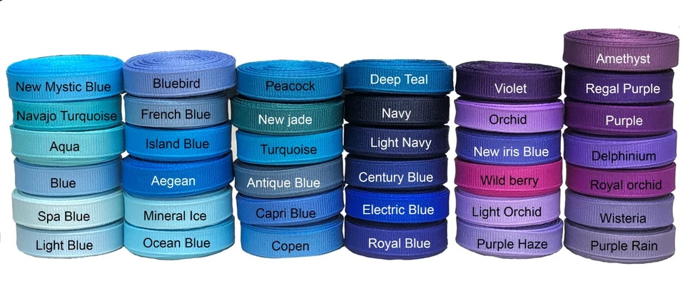 5 YARDS  3/8" 5/8" 7/8" 1.5" SOLID OFFRAY GROSGRAIN RIBBON U PICK COLOR & SIZE 2 - Image 1 of 1