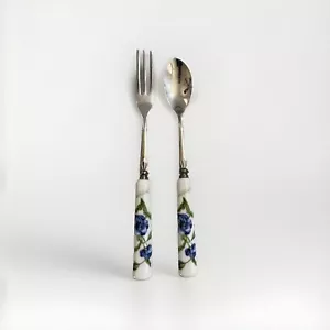 “Poppy” Desert Spoon And Fork Set Stainless 18-10 Silver - Picture 1 of 7