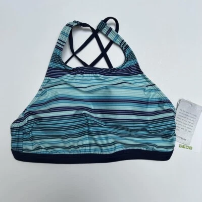 Next Women's Swimwear Halter Strappy Cross-Back Striped Bikini Top Size 34B/C - Image 1 of 4