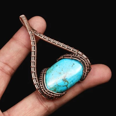 Hermoso colgante envuelto en alambre de cobre turquesa joyería regalo para ella CCP 014 Foto 1 de 4