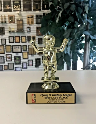 LAST PLACE CRY BABY FANTASY BASKETBALL FBL LOSER TROPHY WITH COLOR LOGO M*F732 @