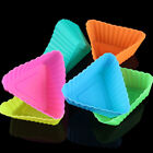 20x Silikon Cupcake Liner Antihaft Muffin Tassen Dreieck Form Zufllige Farbe