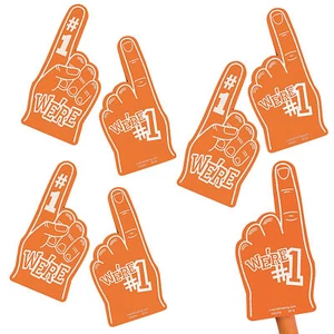 18" Bulk 72 Pc. Bright Orange School Cheer Team Spirit #1 Foam Hands - Picture 1 of 1