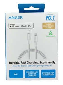 Anker 6ft Eco-Friendly Braided USB-C to Lightning Fast Charging Cable - White - Picture 1 of 6
