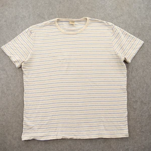 Lucky Brand Shirt Mens Extra Large Beige Crew Neck Striped Short Sleeve - Picture 1 of 11