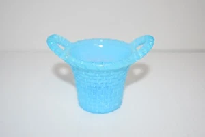 Degenhart Boyd US Glass Basketweave Aqua Blue Toothpick Holder 2” tall! - Picture 1 of 4