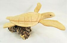 Sea Turtle hand crafted wood on driftwood stand 5 1/2 inch