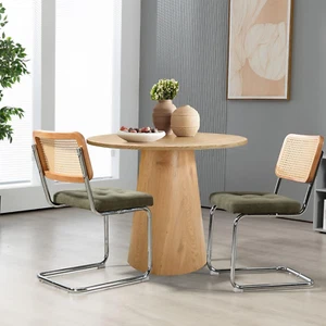 Green Velvet Cane Back Dining Chairs Set of 2, Mid-Century Design Rattan Back Ch - Picture 1 of 6