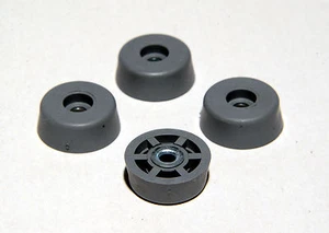 4 LARGE GRAY ROUND RUBBER FEET INDUSTRIAL, AMPS CASES - FREE S&H - MADE IN USA - Picture 1 of 1