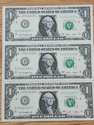 2009 $1 "STAR NOTE" LOT (3) CLEVLAND DISTRICT UNC/GEM CONS SERIAL # NOTES - Image 1 of 4