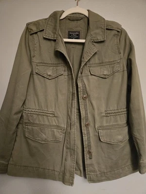 Chaqueta Abercrombie & Fitch Mujer Mediana Verde Ejército Militar Campo Utilidad Y2K Foto 1 de 4