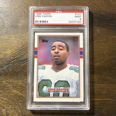 1989 Topps #121 Cris Carter ROOKIE RC PSA 9 Graded Football Card NFL Eagle Chris - Imagem 1 de 2