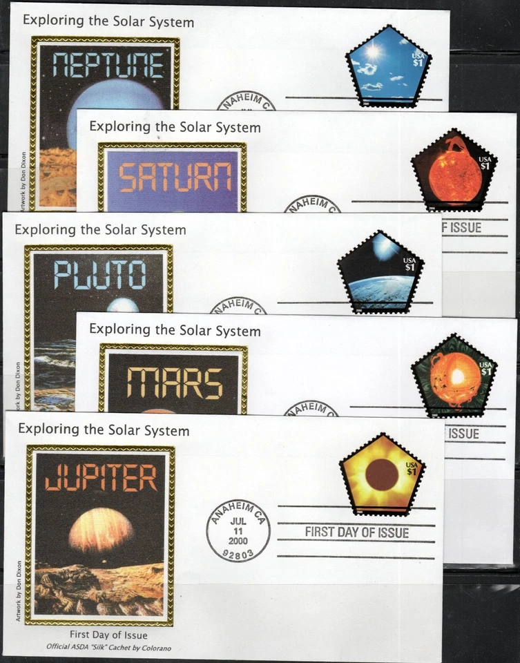 US Scott #3410a-e FDCs, "Probing the Vastness of Space", Unaddressed - Image 1 of 1