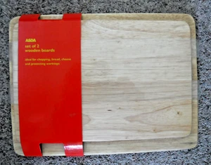 Pack of 2 Asda Wooden Chopping Boards Bread Boards BN - Picture 1 of 2