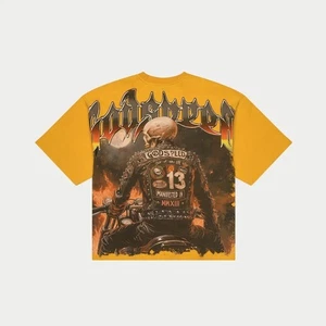 Godspeed Biker Nation Yellow Tee Size Small BRAND NEW SHIPS NOW - Picture 1 of 1
