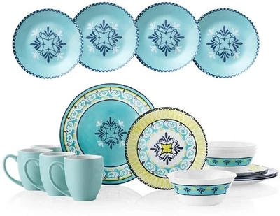 ❤️ 20-pc Corelle Signature SORRENTO DINNERWARE SET Mediterranean Italy Turquoise - Image 1 of 4