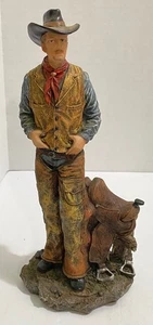 YOUNG COLLECTION, COWBOY WITH SADDLE, 9" TALL - Picture 1 of 1