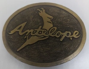 Vintage Brass Belt Buckle Antelope Advertising - Picture 1 of 3