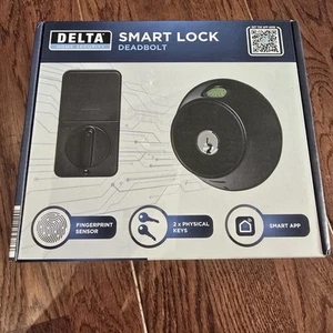 DELTA Home Security Smart Lock DEADBOLT (WUN-AXDB-25) App , Finger Sensor NEW - Picture 1 of 2