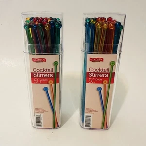 (2) Cocktail Stirrers Swizzle Sticks 50 Count Ea. Colored Bar Drinks Acadian - Picture 1 of 3