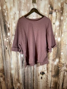 Umgee USA Mauve geripptes asymmetrisches Oberteil Pullover 3/4 Arm Damen Gr. XL - Bild 1 von 4