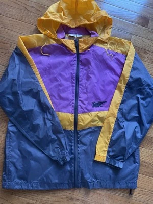 Vintage ASICS Colorblock Lightweight Full Zip Windbreaker S/M Packable Navy - Image 1 of 4