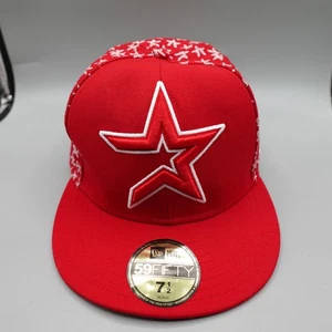 Houston Astros Hat Cap Fitted Mens 7 1/2 Red MLB Baseball New Era Big Time logo - Picture 1 of 13