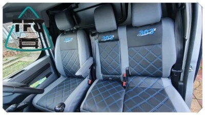 CUSTOM SEAT COVERS FOR Peugeot Expert ECO LEATHER Bentley Stitching and 3 logos - Image 1 of 4