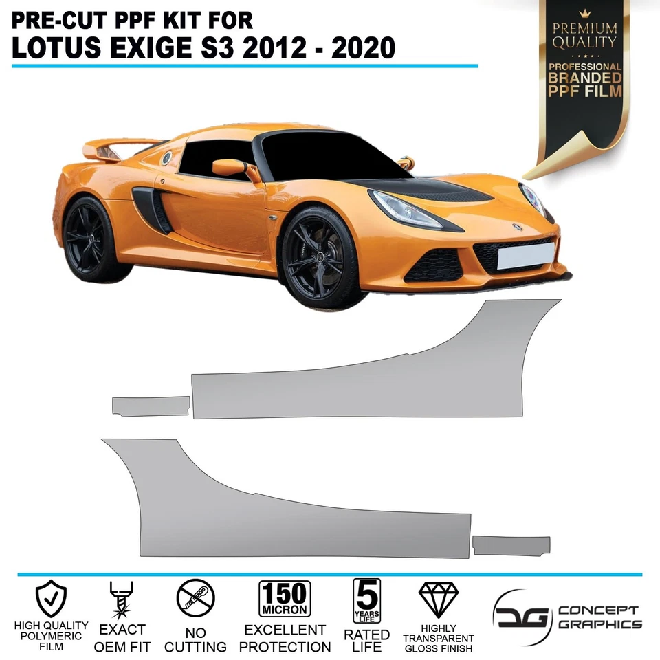 Kit de película de protección de pintura con astillas de piedra falda de alféizar lateral PPF para Lotus Exige S3 - Imagen 1 de 4