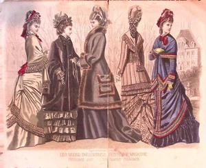 Les Modes Parisiennes Peterson's Magazine 1877 Print "The Winter Promenade" - Picture 1 of 3