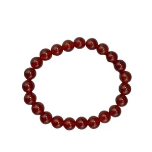 WOMENS BEADS BRACELET NATURAL CARNELIAN UNISEX ELASTIC BAND GIFT MENS BRACELET - Picture 1 of 5