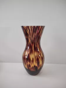 Vintage Hand Blown Tortoise Shell Art Glass Vase. Pre-owned. - Picture 1 of 12