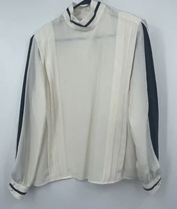 Vintage 80s Chaus Chiffon Blouse Sz 12 Hong Kong Pleated Top - Picture 1 of 6