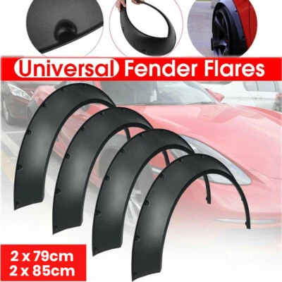 4x Universal Flexible Car Fender Flares Extra Wide Body Wheel Arches Gloss Black - image 1 of 4