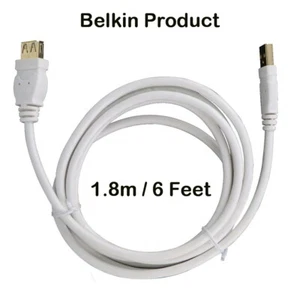 Genuine Belkin USB 1.8m / 6' USB Extension Cable Male - Female - White - Picture 1 of 3
