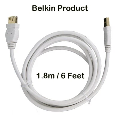 Genuine Belkin USB  1.8m / 6' USB Extension Cable Male - Female - White - Image 1 of 3