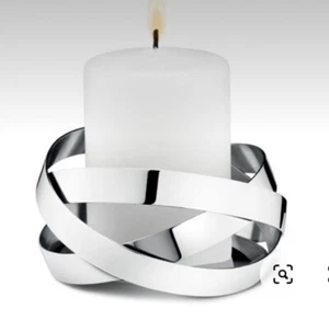 Georg Jensen Pillar Candle Holder Stainless Steel Ribbon - Picture 1 of 24